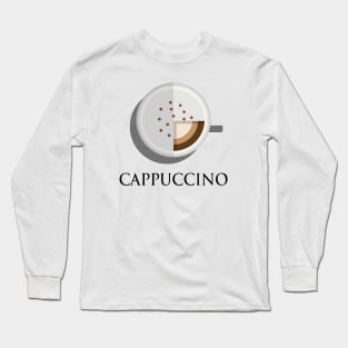 Hot cappuccino coffee cup top view in flat design style Long Sleeve T-Shirt